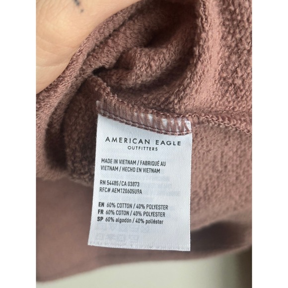 American Eagle Outfitters Cropped Zip Up Hoodie Mauve Womens S - Picture 4 of 5